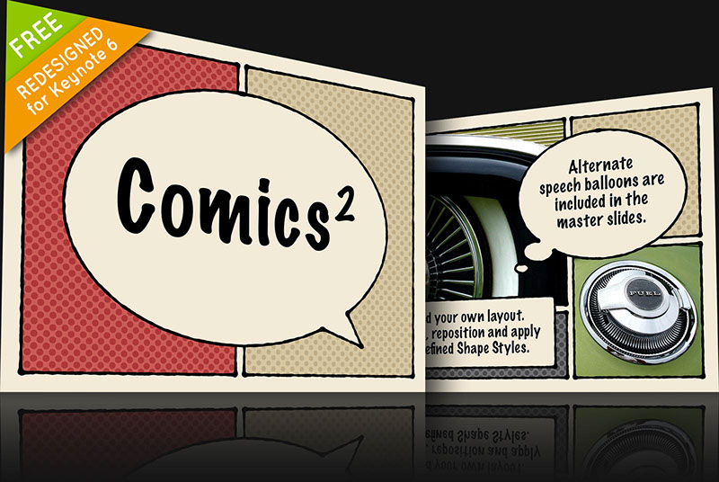 Free Comics 2 Keynote theme for Mac and iOS